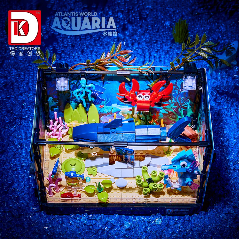MOC Ocean World Aquarium Shark Creative Block Puzzle With lighting Gift building block educational toys