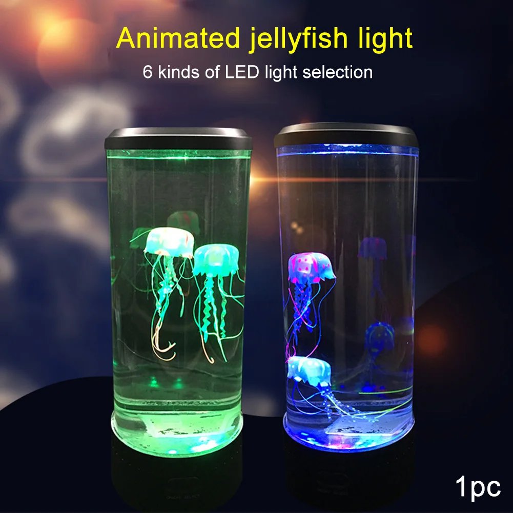 Jellyfish Lamp LED Night Light Remote Control Color Changing Home Decoration Lights Aquarium Birthday Gift for Kids USB Charging