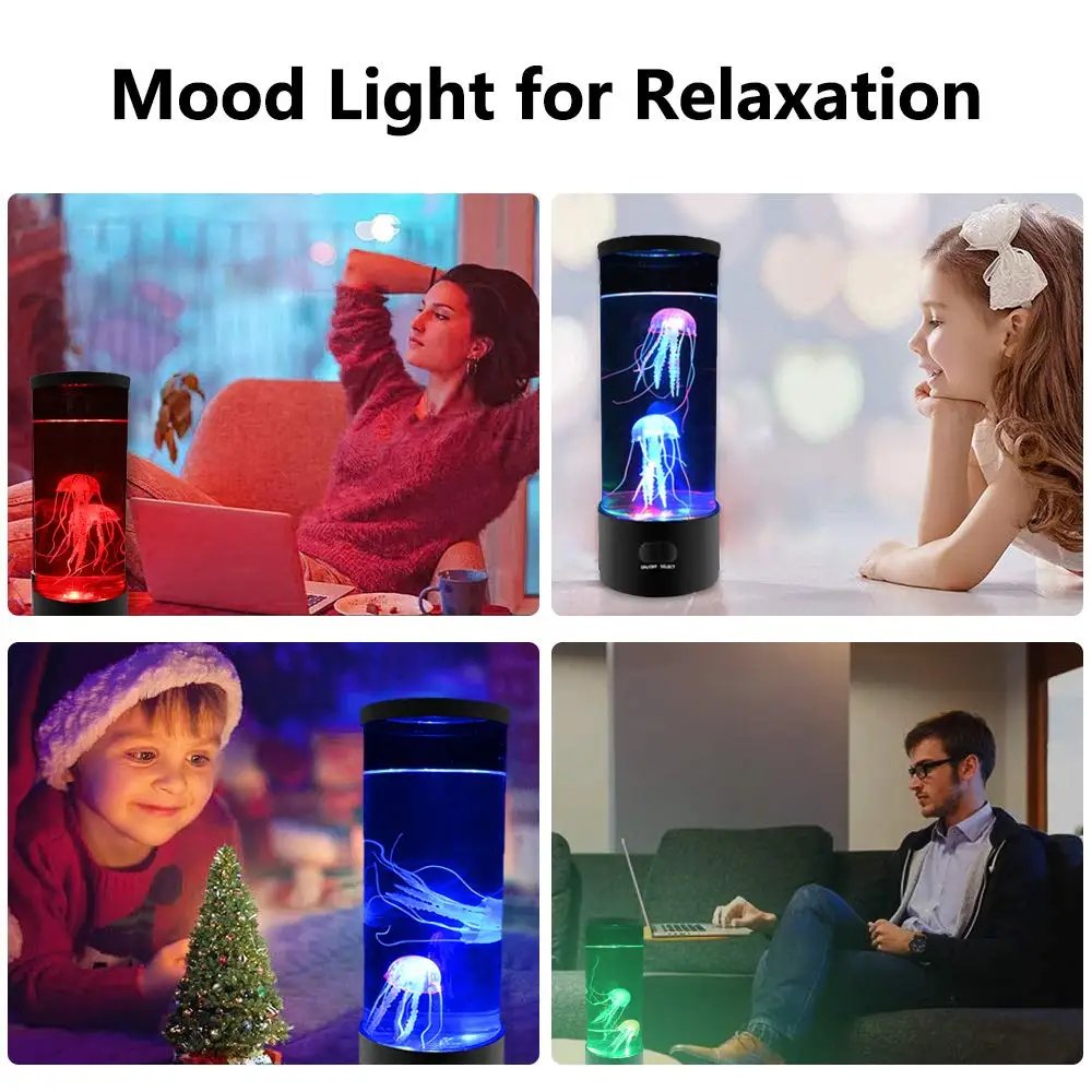 Jellyfish Lamp LED Night Light Remote Control Color Changing Home Decoration Lights Aquarium Birthday Gift for Kids USB Charging