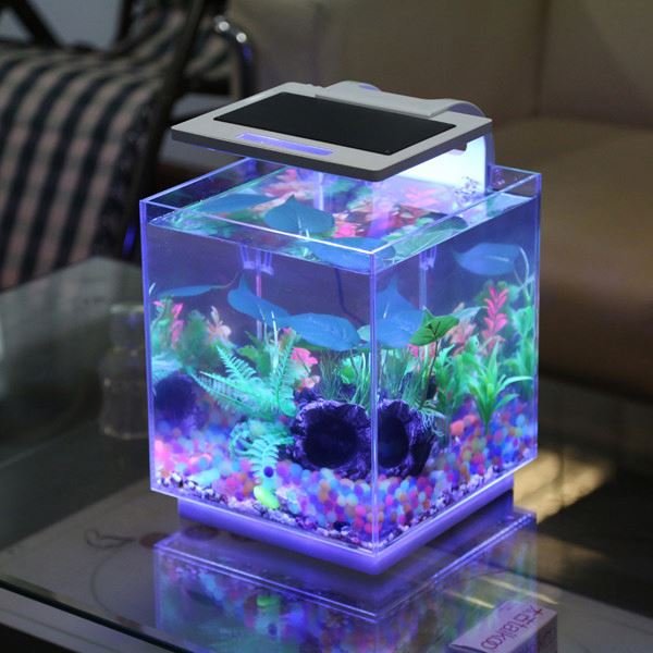 High Quality Classical Mini Aquarium Fish Tank for Home Use with Lighting Wave Pumps Made of Glass Acrylic Resin Office Hotel