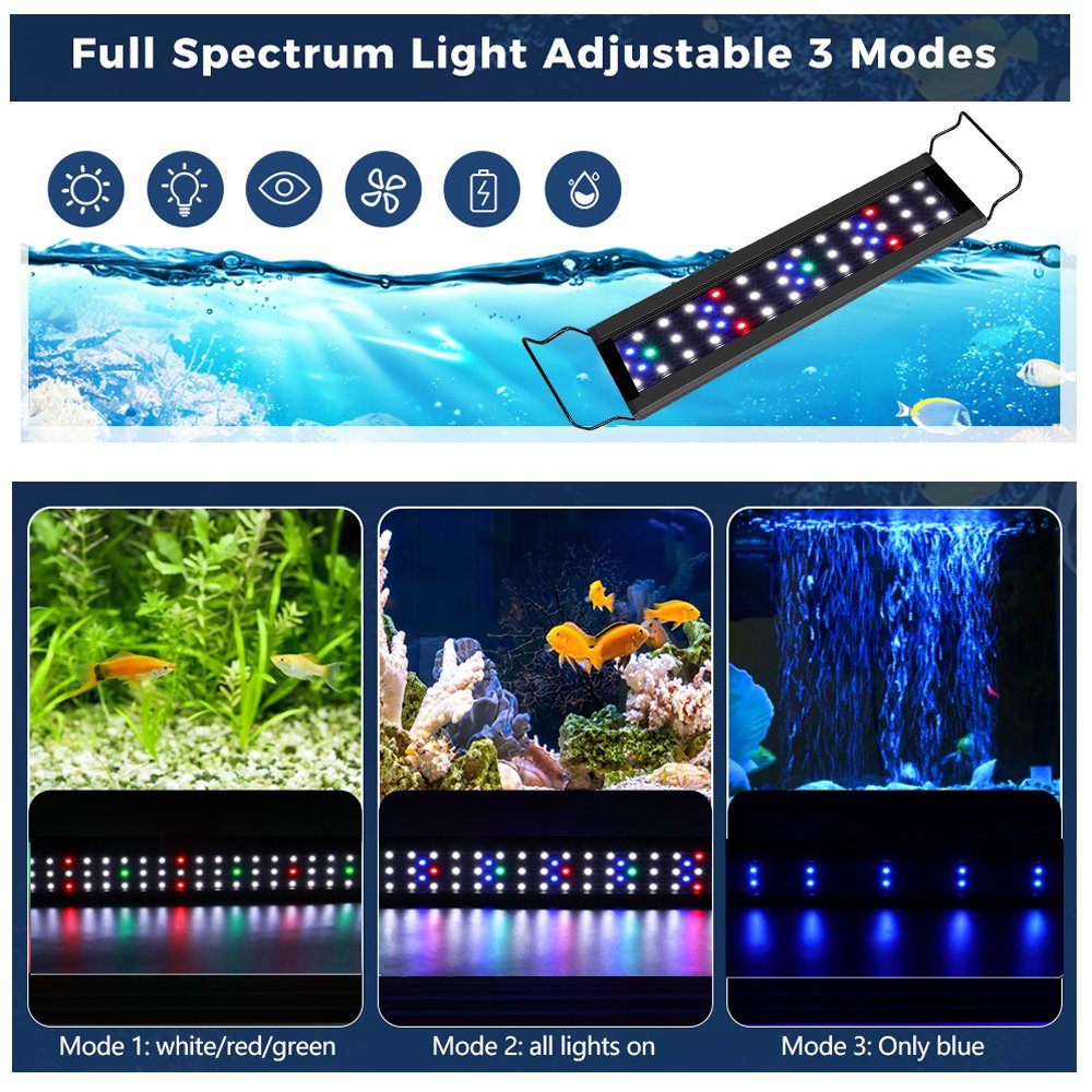 25-31 Inch Full Spectrum Fish Tank Light with Timer Auto On/Off Brightness Adjustable Timer function for light led aquarium