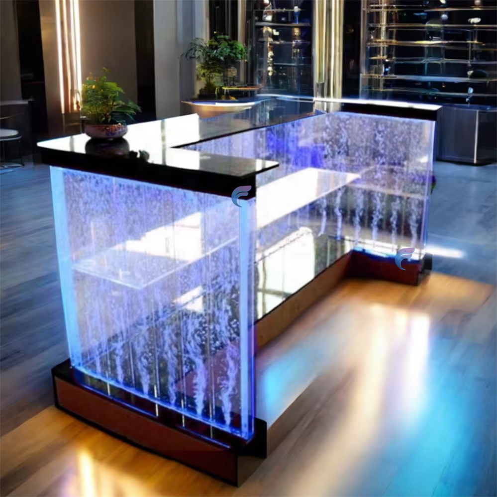 Night club furniture table top led light aquarium bar table counter
