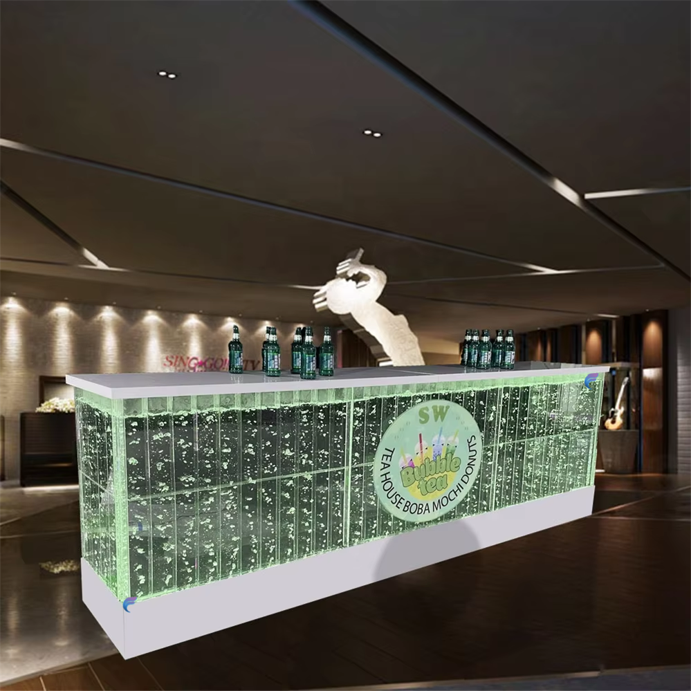 Night club furniture table top led light aquarium bar table counter