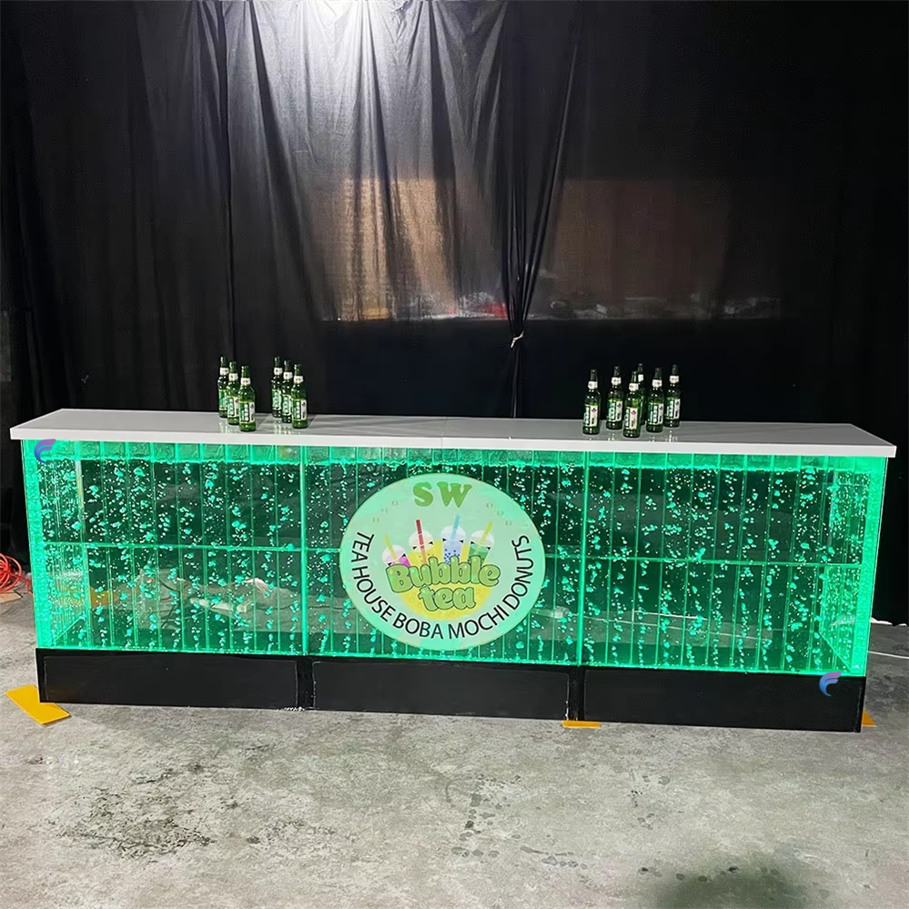 Night club furniture table top led light aquarium bar table counter