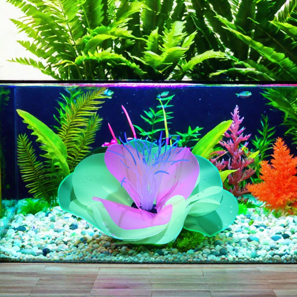 wholesales custom color Indoor Fish Tank Silicone Lotus Decoration Betta Fish Toys