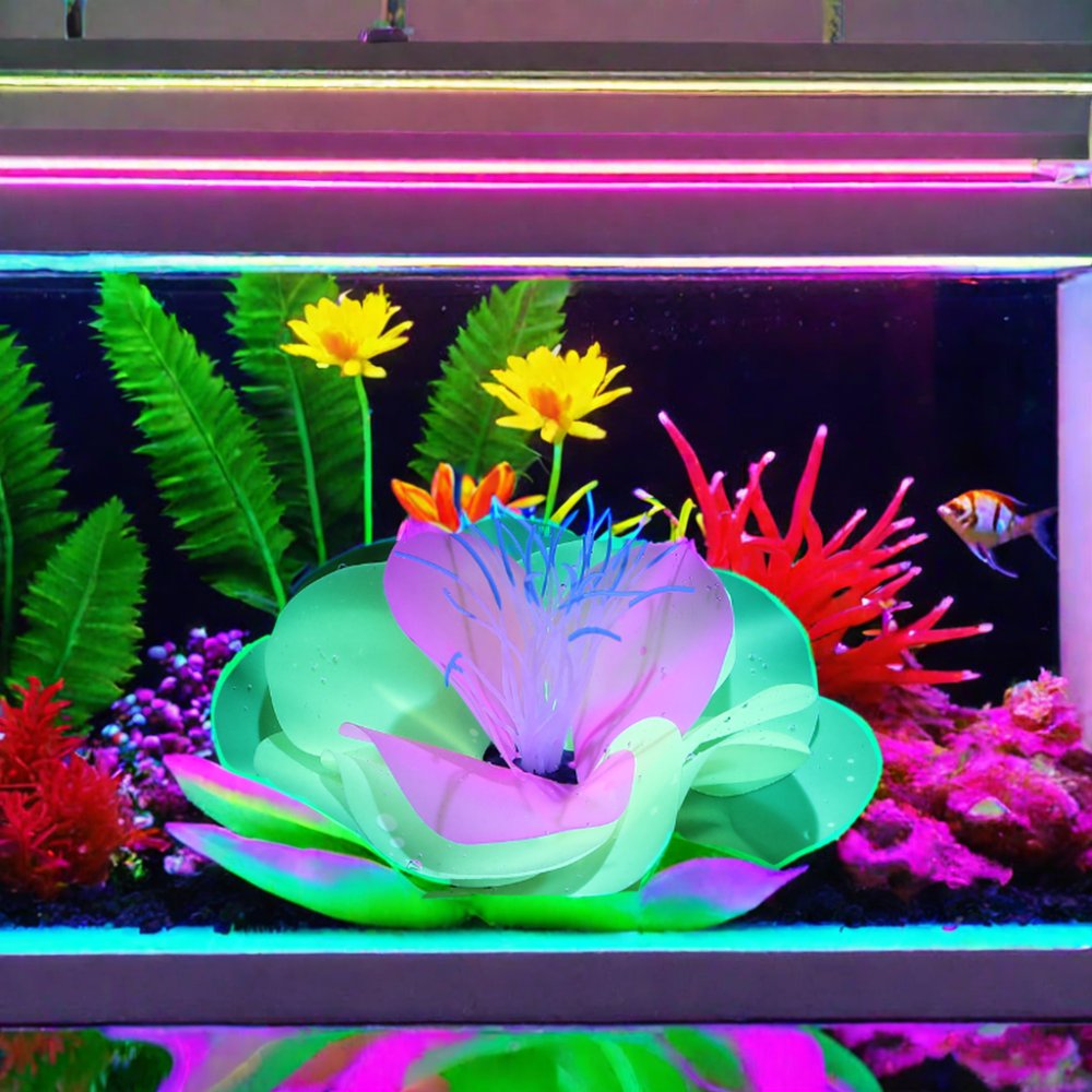 wholesales custom color Indoor Fish Tank Silicone Lotus Decoration Betta Fish Toys