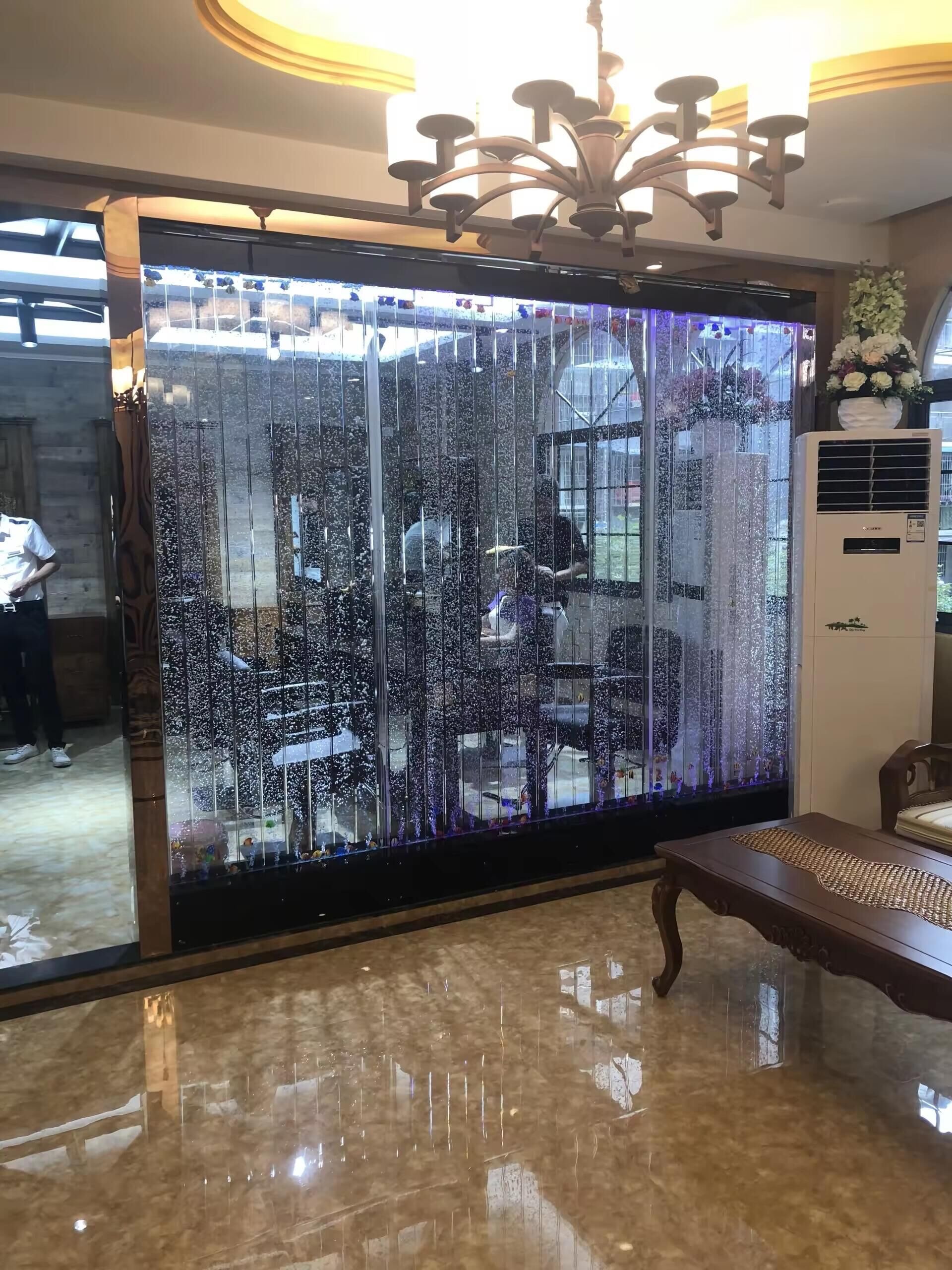 Color-Changing LED Indoor Floor Bubble Wall Water Fountain with Remote and Movable Home Decor Product