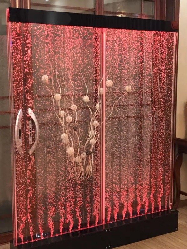 Color-Changing LED Indoor Floor Bubble Wall Water Fountain with Remote and Movable Home Decor Product