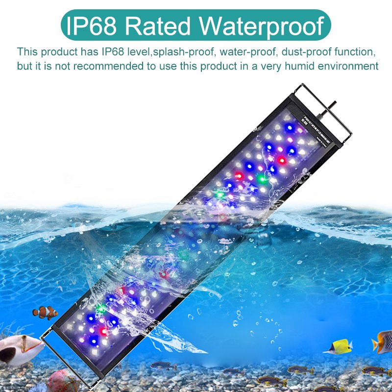 60cm 22W Full Spectrum Auto ON/OFF Fish Tank Light Aquatic Planted Led Aquarium Light WRGB for Freshwater Tank with LCD Monitor