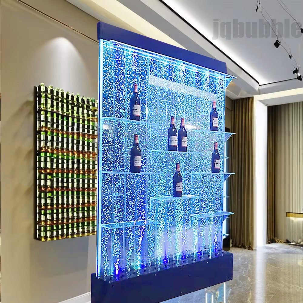 Coastal Acrylic Aquarium Bubble Wall Water Panel LED Lighted Bar Shelf Movable Room Partition Screen Room Dividers