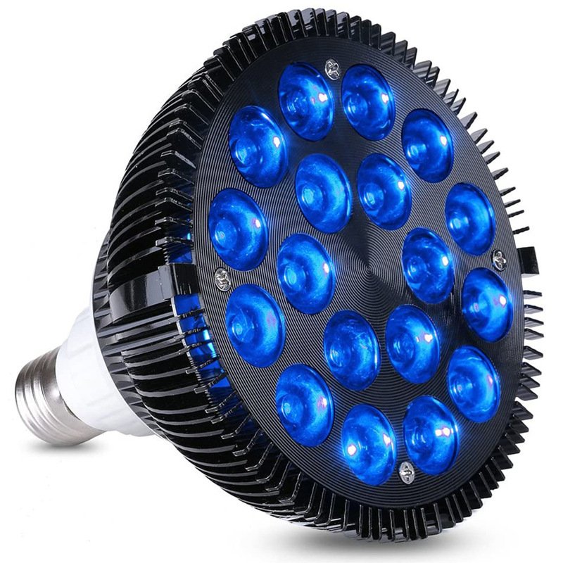 NEW E27 LED Aquarium Lights Bulb 18/54W Full Spectrum Fish Lamp PAR38 SPOT Saltwater Coral Reef 2024 80 RGB Black Housing 2.5