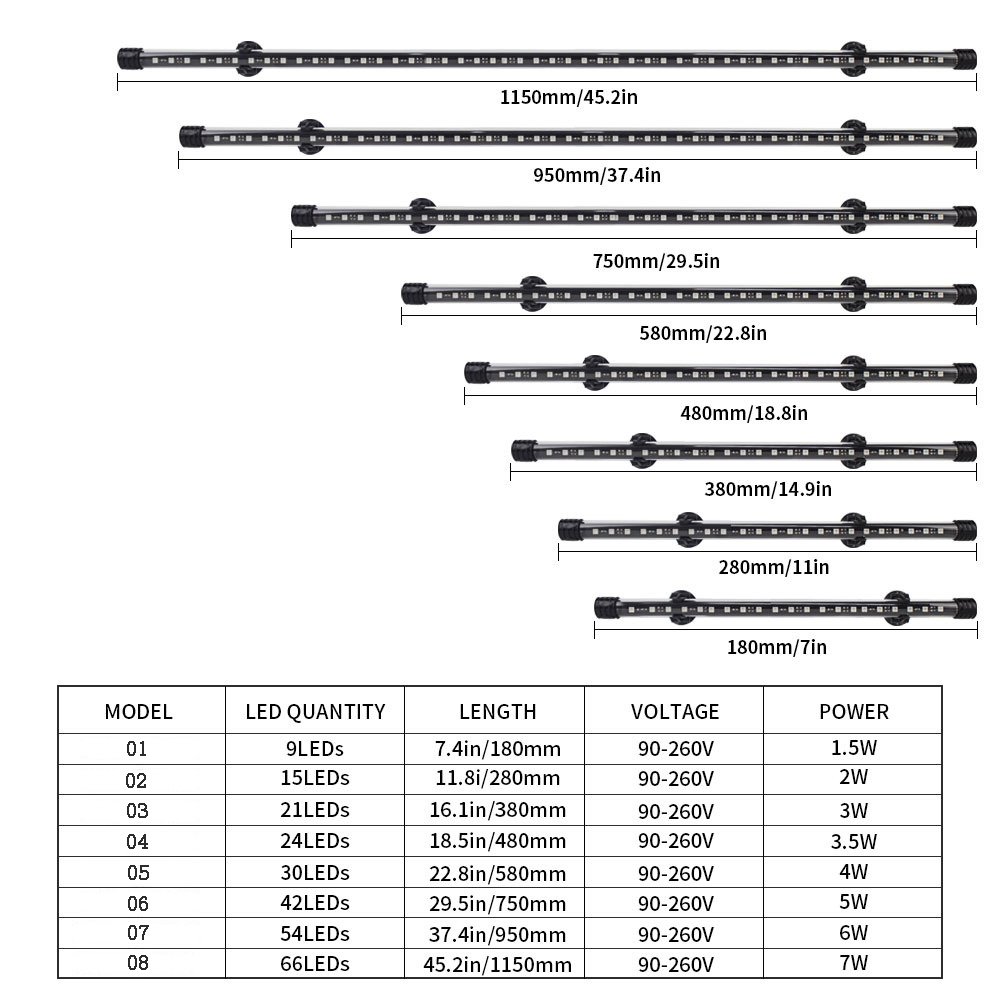 Single row aquarium light RGB lighting remote control color 16 kinds of variable light tank landscaping LED fish tank