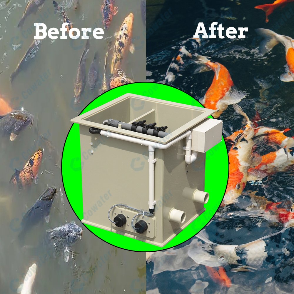 Cowater 1320 Gallon per hour 5 T/hr Small Rotary Drum Filter with UV Light Koi Filter for Pond