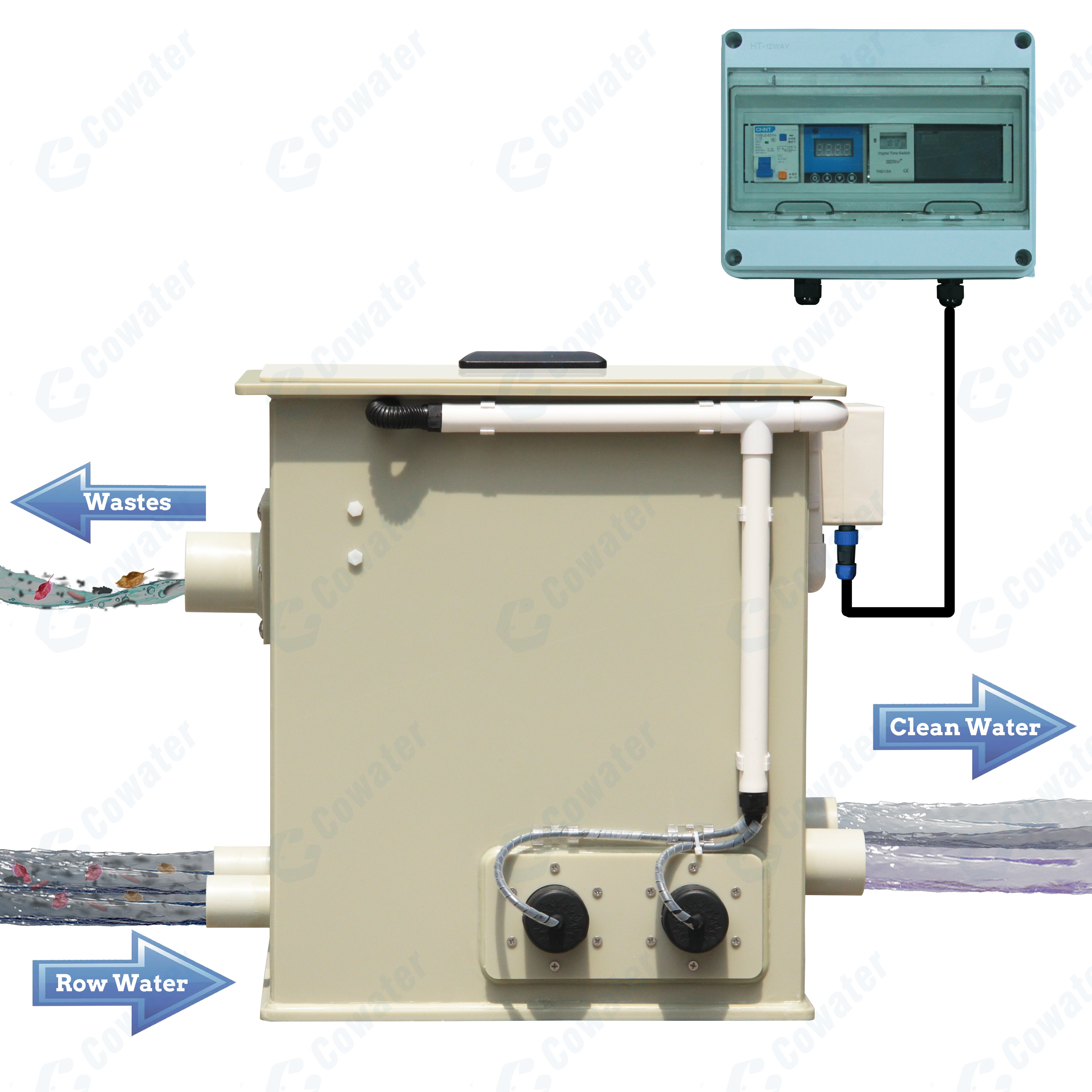 Cowater 1320 Gallon per hour 5 T/hr Small Rotary Drum Filter with UV Light Koi Filter for Pond