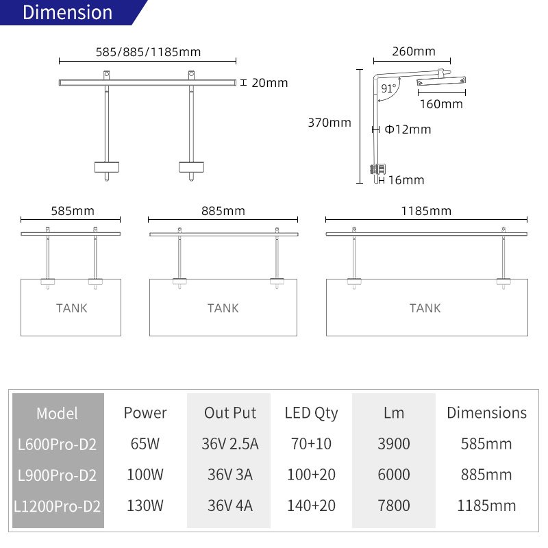 WEEKAQUA L900D Pro latest APP Blue tooth 3.0 control metal bracket height adjustable full spectrum LED aquarium lamp