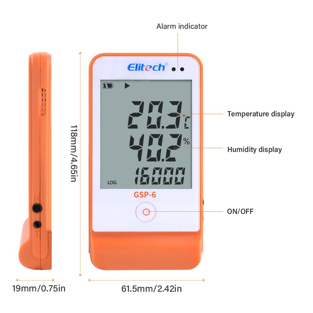 GSP-6 Digital USB Temperature Humidity Data Logger Built-in NTC Sensor High Precision Thermometer Data Logger