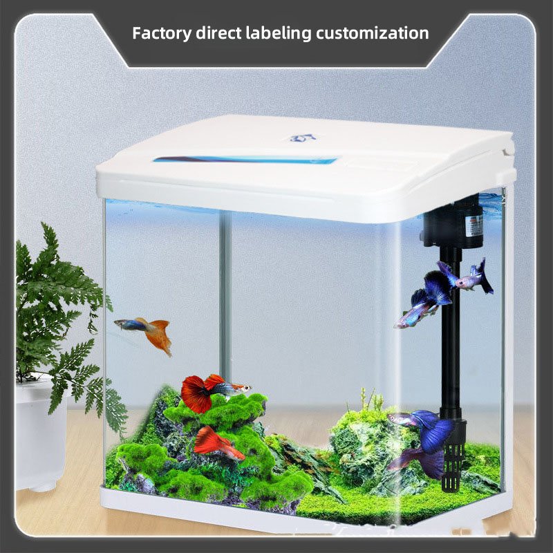 New office living room glass small fish tank mini aquarium
