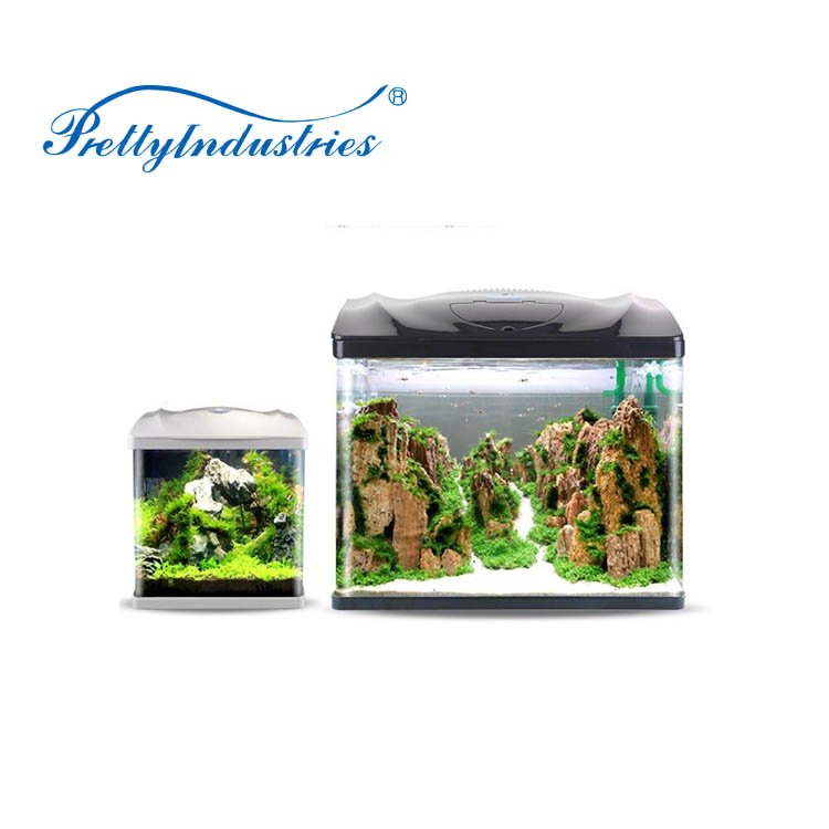 HRK-500 Glass mini aquarium with light waterproof mini underwater aquarium fish tank color led light with suction cup