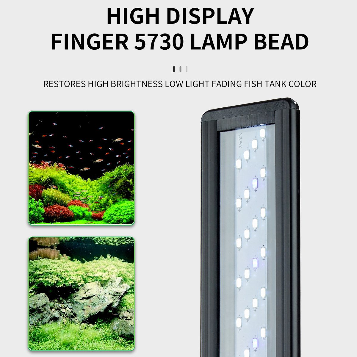 Small Fish Tank Light Stand Black LED Water Tank Lighting 4 Rows Blue and White Color Changing Fish Tank Light Stand