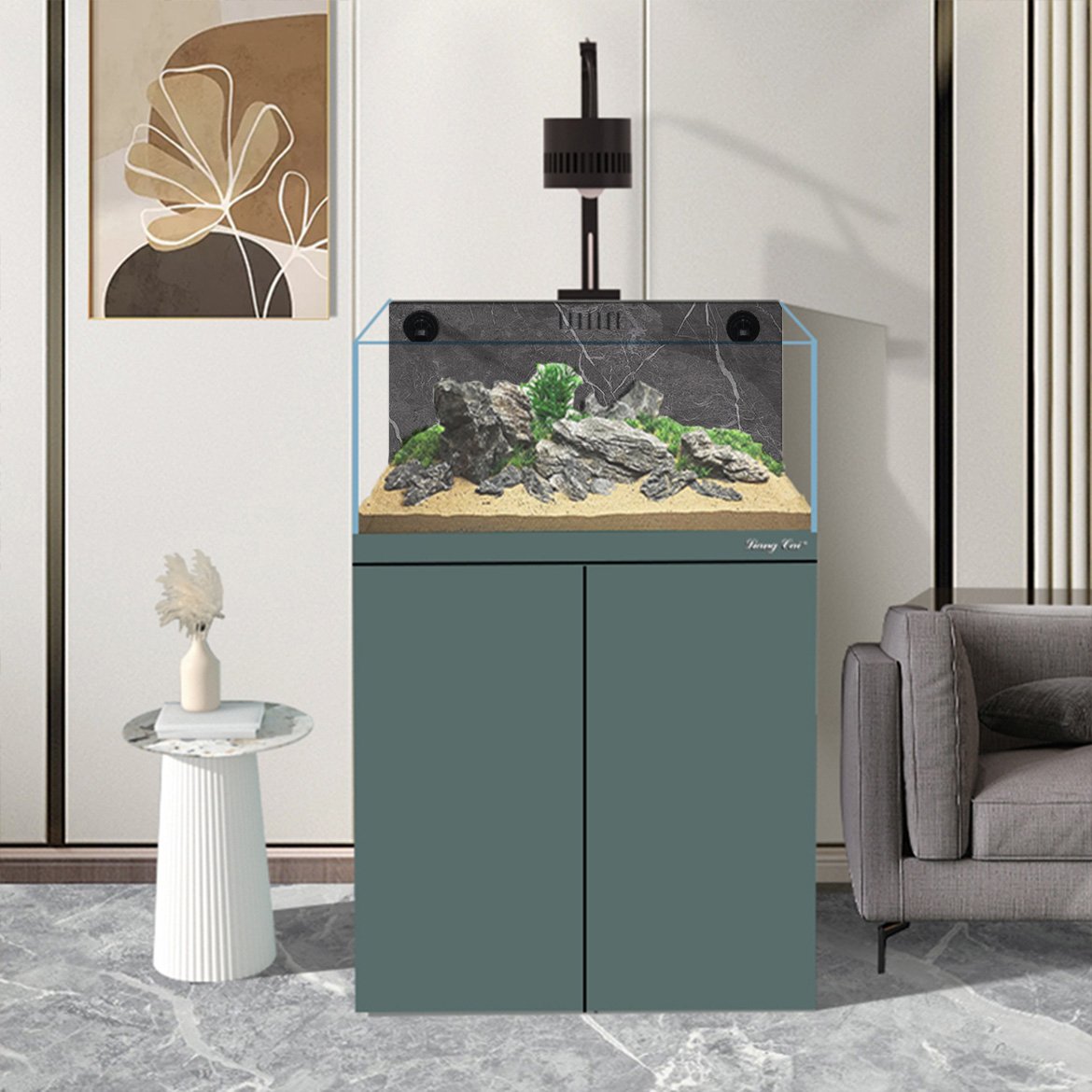 Factory direct sales of indoor aluminum aquariums with LED lights and glass aquariums for household Ultra white glass fish tank