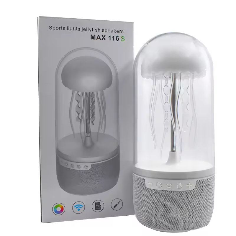 New White Noise LED Jellyfish Aquarium Night Light 7-Color Changing with 4 Light Mode Jellyfish Lamp Bluetooth Speaker