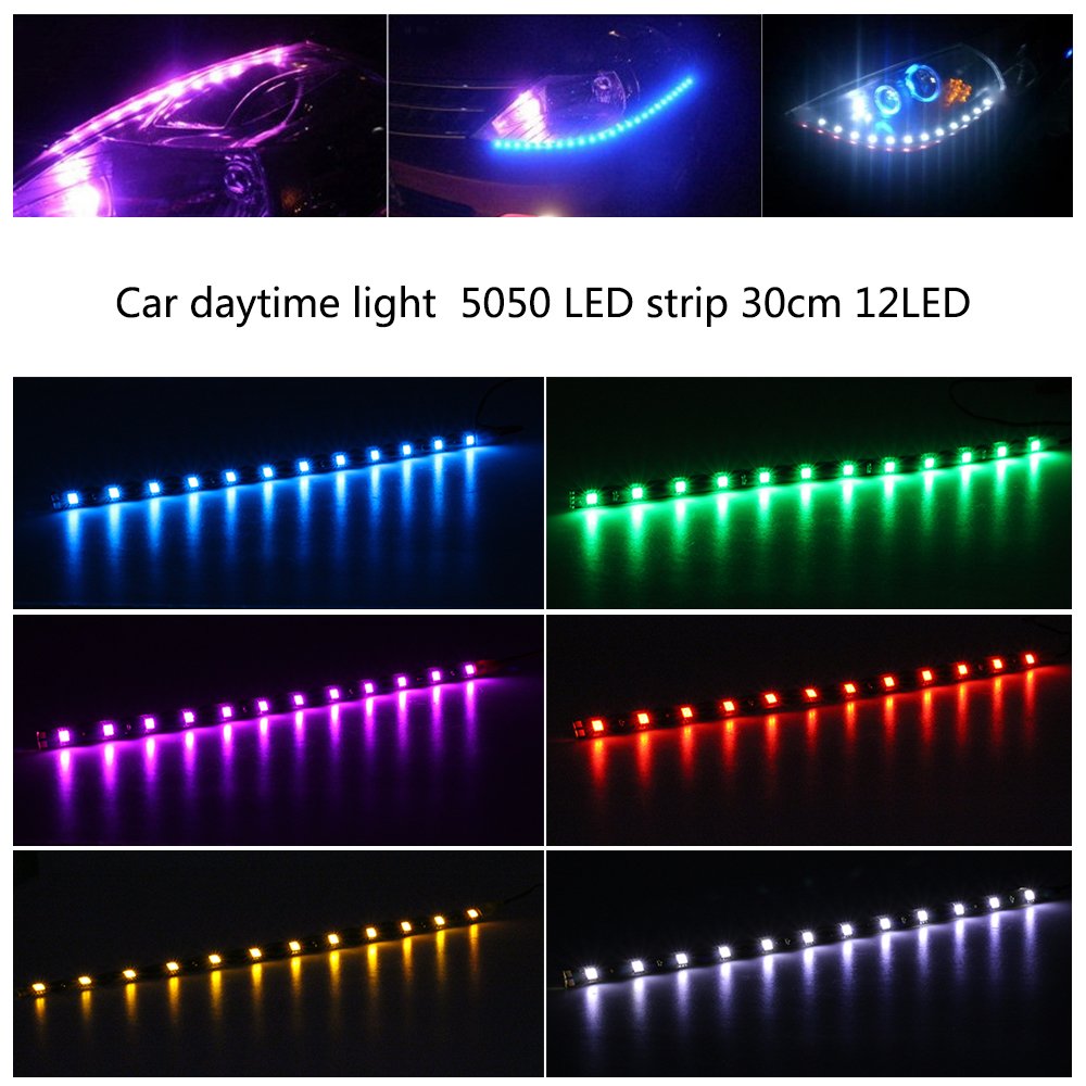 LED SMD 5050 WHITE STRIP LIGHT 30CM CAR DRL BIKE BOAT FLEXIBLE GRILL AQUARIUM 12V