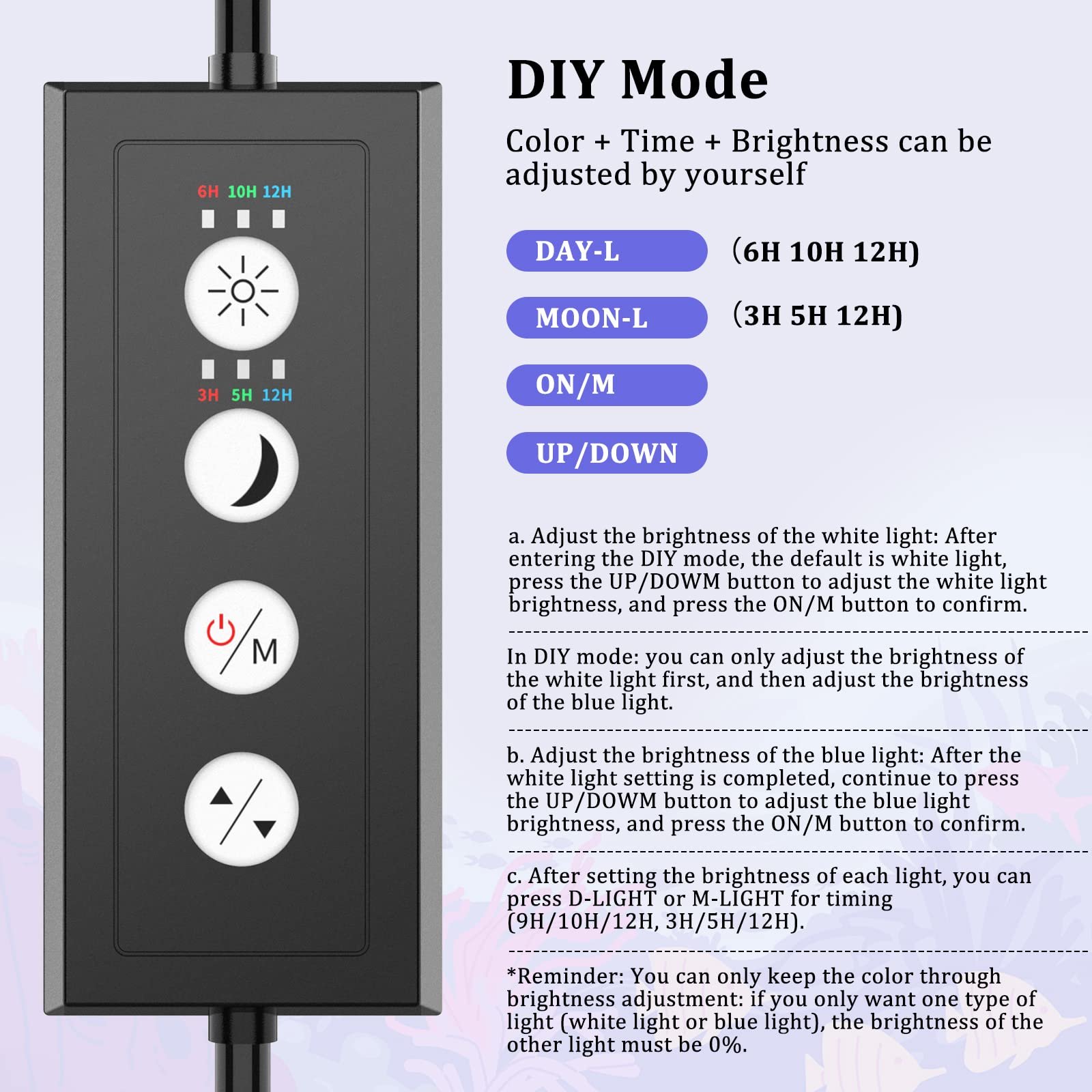 Aquarium Light for Plants-Full Spectrum Fish Tank Light with Timer Auto On/Off Adjustable Brightness for Freshwater