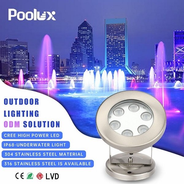 IP68 Waterproof Underwater Spotlight Swimming Pool Fountain Aquarium Landscape Lighting 6W