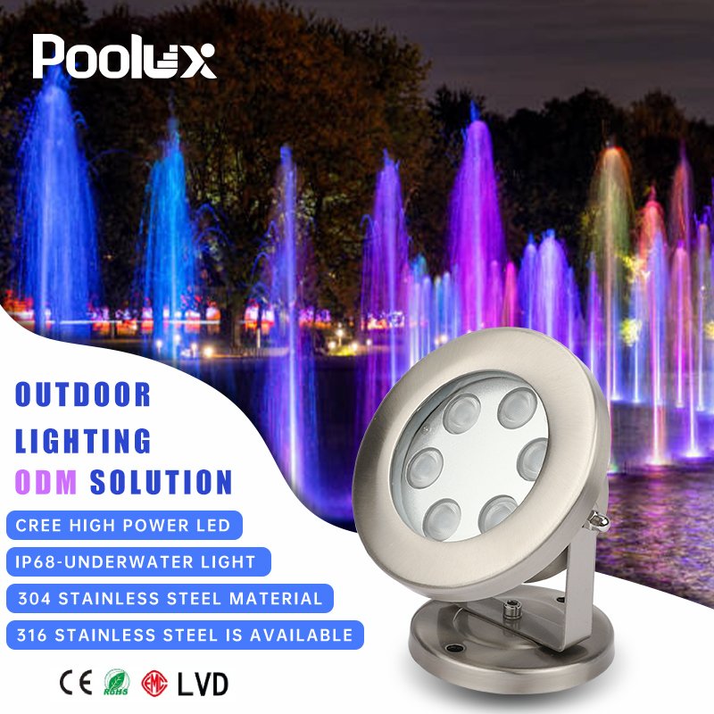 IP68 Waterproof Underwater Spotlight Swimming Pool Fountain Aquarium Landscape Lighting 6W