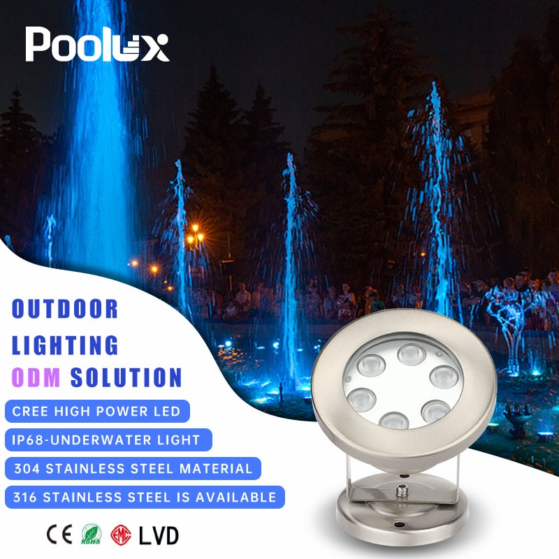 IP68 Waterproof Underwater Spotlight Swimming Pool Fountain Aquarium Landscape Lighting 6W