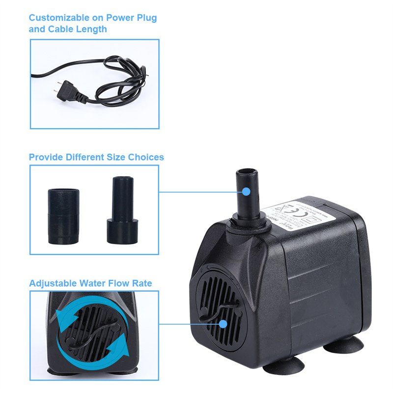 JUYANG Wholesale High Quality Aquarium Submersible Fountain Water Pump Adjustable Mini Fountain Pump with Led Light