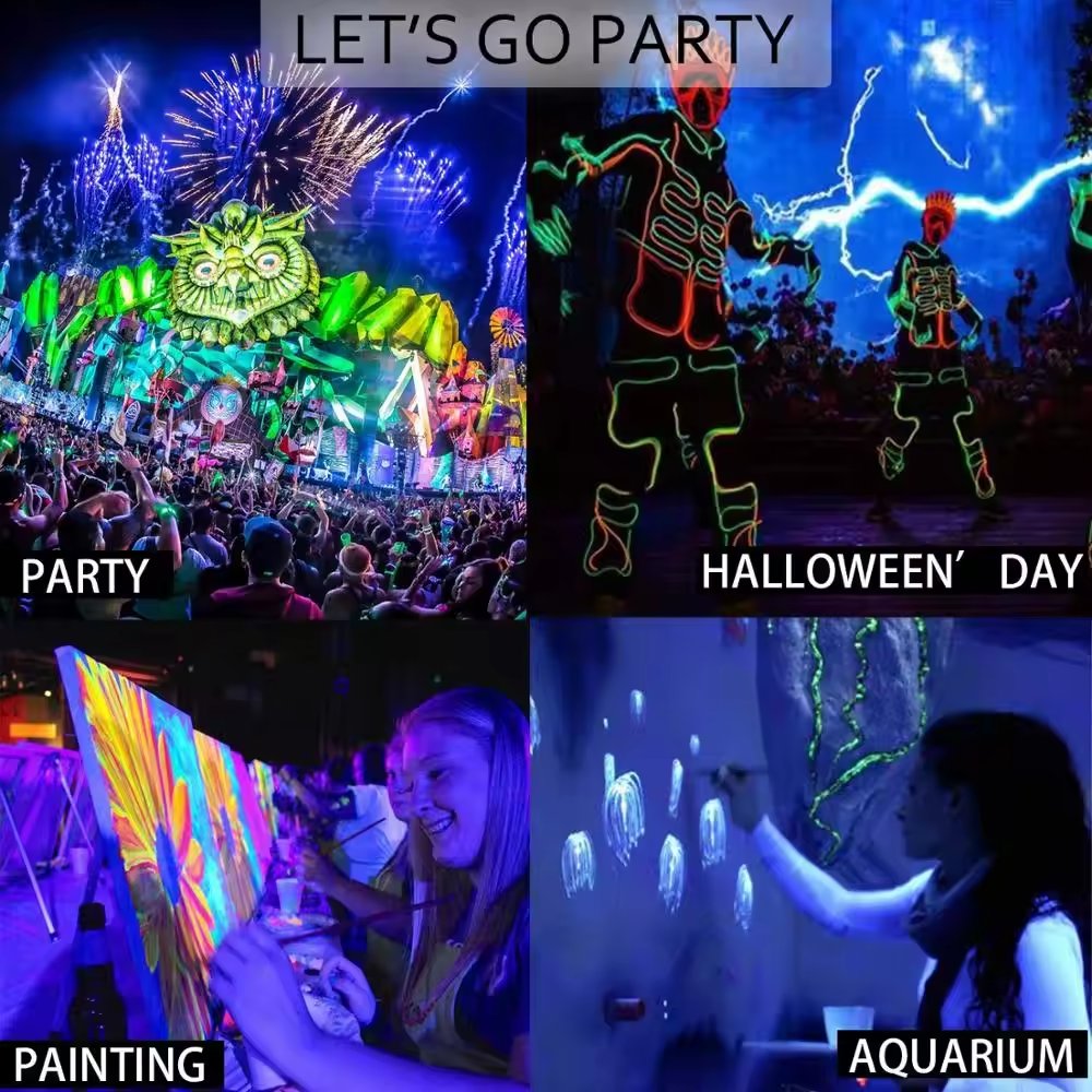 UV Flood Light Fluorescent Stage Lamp 85-265V 10W 20W 30W 50W Ultraviolet LED Black Light Waterproof Floodlight Party Halloween