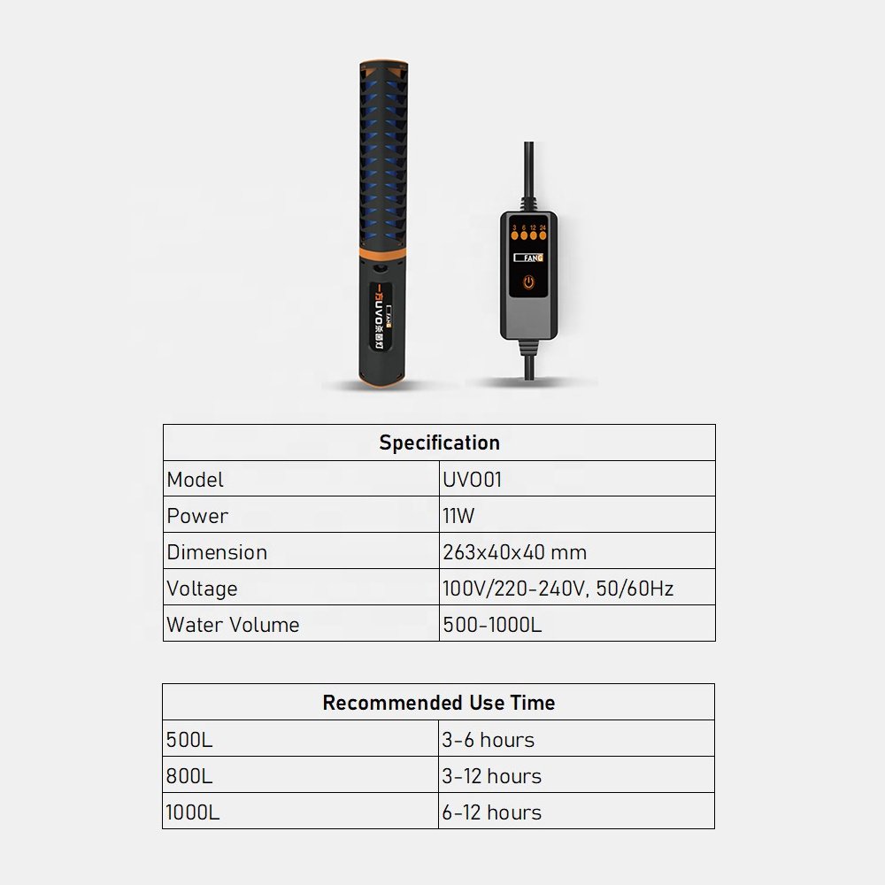 YiFang UVO01 220V ABS Anti-Corrosion IP67 Explosion-Proof Aquarium Sterilization Lamp for Filter Marine Coral Reef Fish Tank