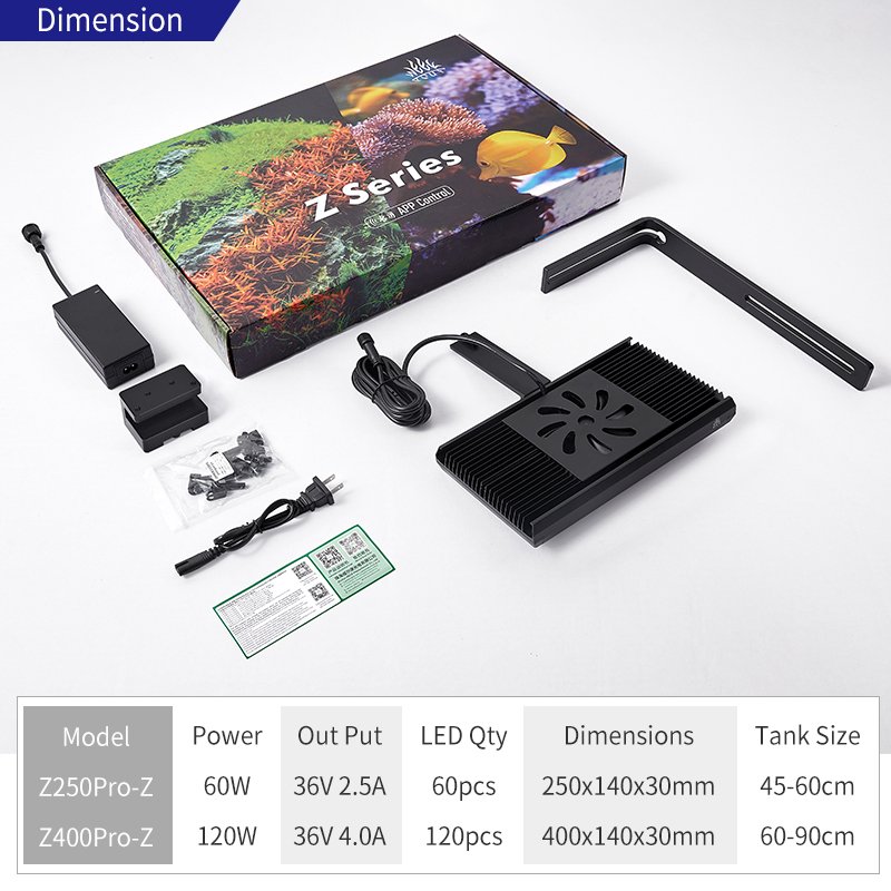 WEEKAQUA Z250Sea salt water aquarium light APP intelligent control a8 led reef light for marine aquarium coral reef