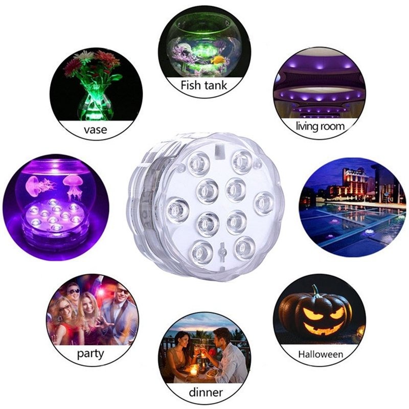 IP68 Waterproof Remote Controlled RGB LED Aquarium Light Battery Operated Underwater Night Lamp Aquarium Decoration