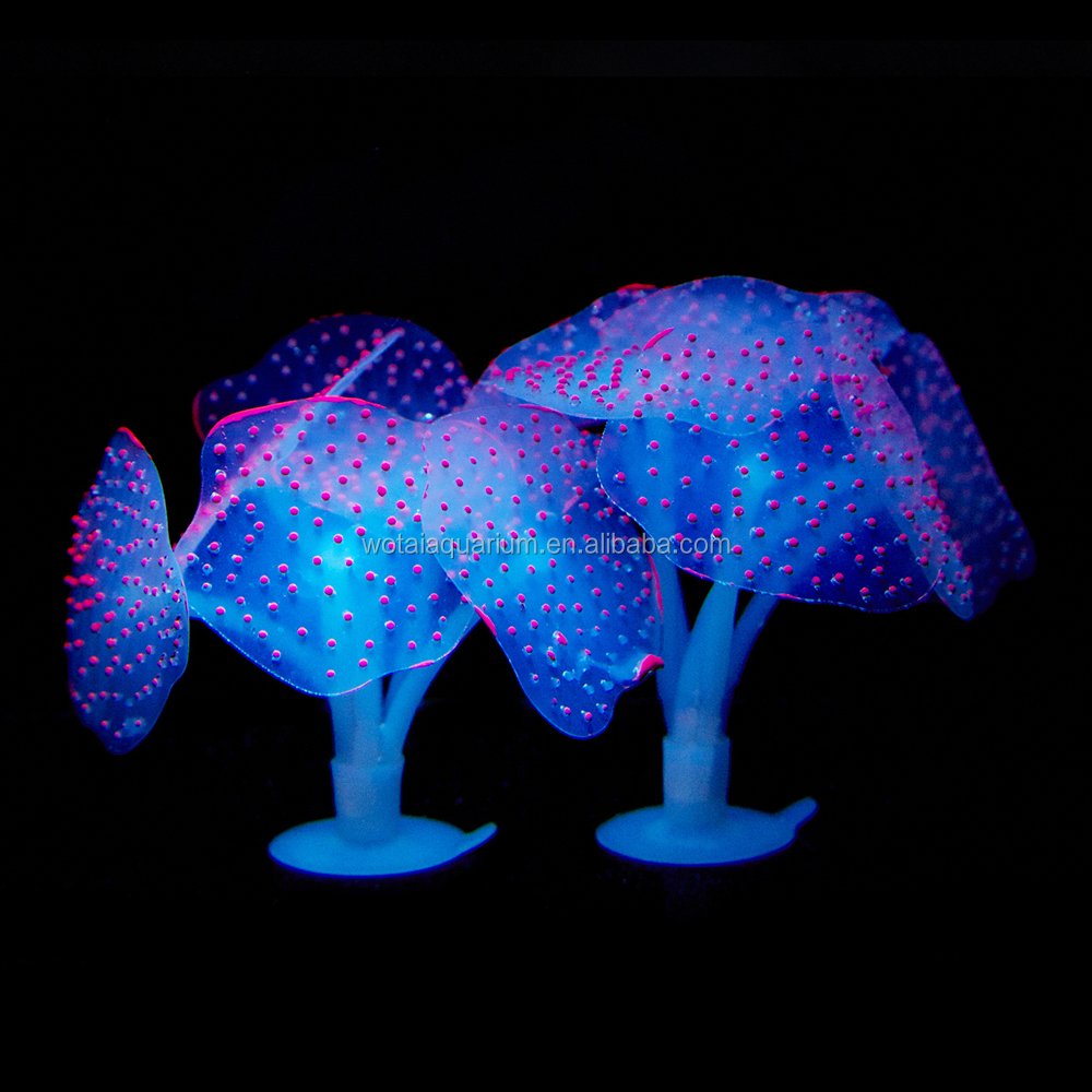 Artificial Aquatic Coral - Fish Tank Decor Aquarium Decoration Ornament Glowing Effect silicone - Starlight Feather Coral Pink