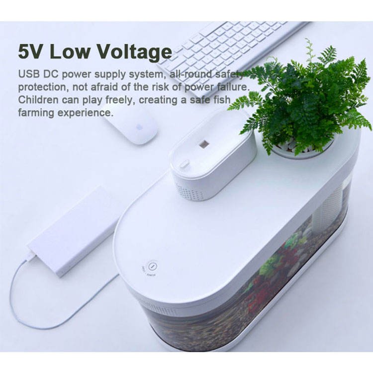 USB Mini Fish Tank with Automatic LED Lighting Aquariums Desktop Fish Tank