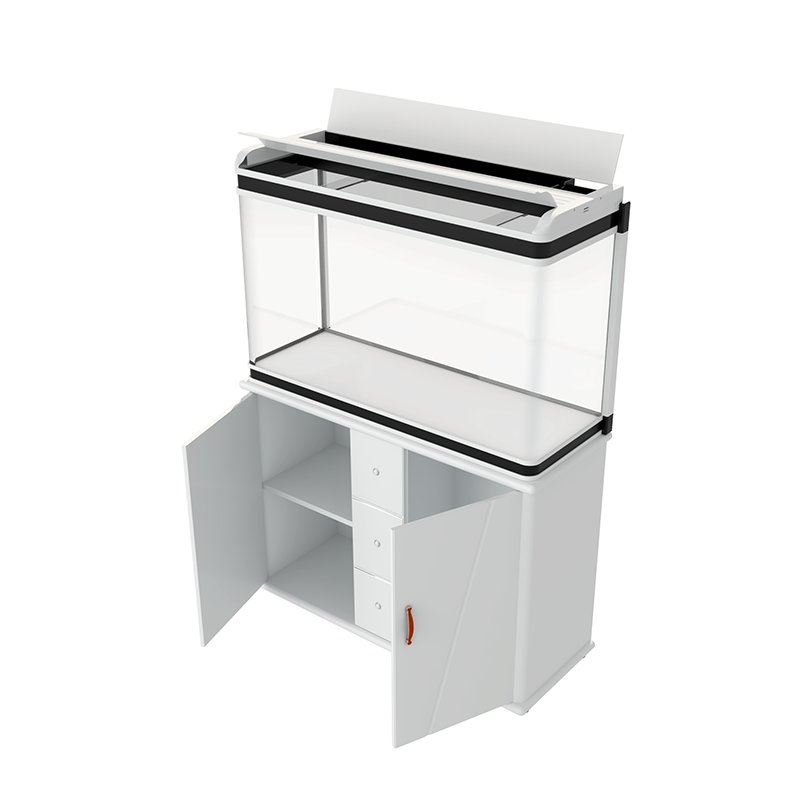 Custom portable home smart display fish tank ultra white clear glass large aquarium tank with led aquarium light and filter