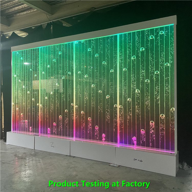 Custom made large aquarium digital water bubble wall panel with liquor shelf display