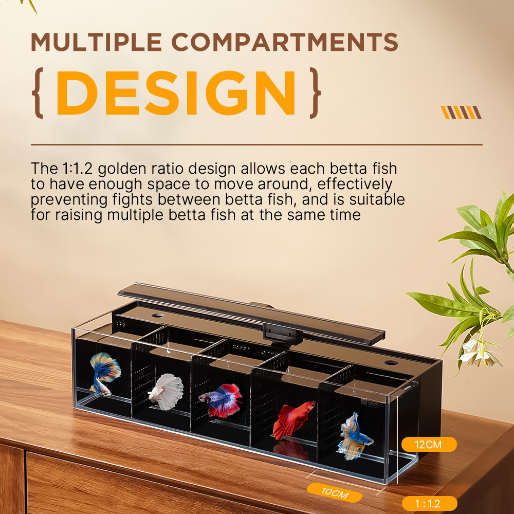 Yee Ultra White Glass Betta Aquarium Isolation Small Fish Tank Multi Grid Combination Filter Change-free Water