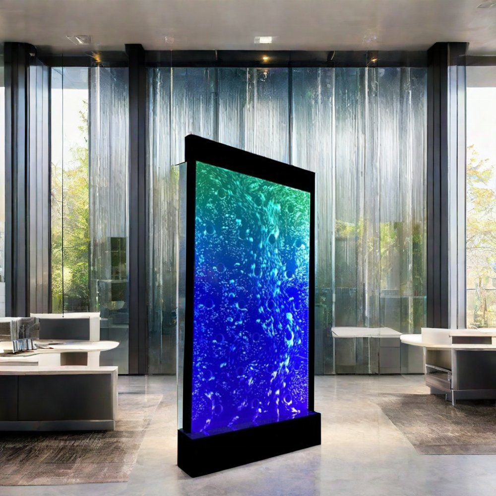 Modern High Quality 3.3ft x 8.2ft Acrylic Bubble Wall Movable Room Dividers Printed Panel Design Water Curtain Wall Partition