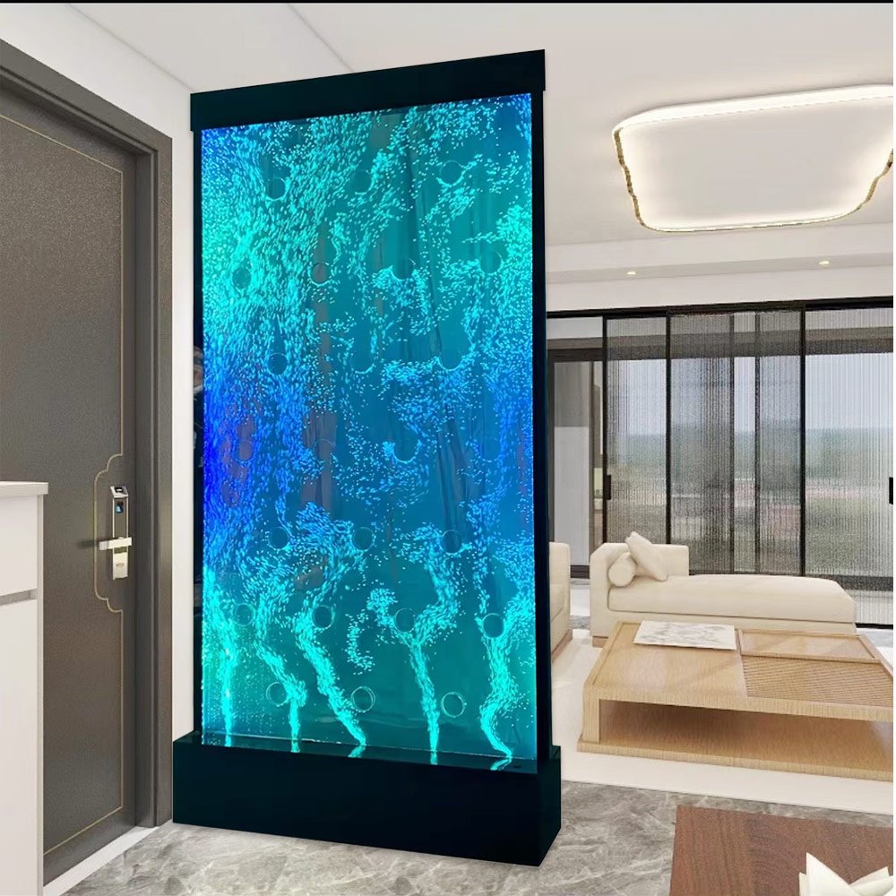 Modern High Quality 3.3ft x 8.2ft Acrylic Bubble Wall Movable Room Dividers Printed Panel Design Water Curtain Wall Partition