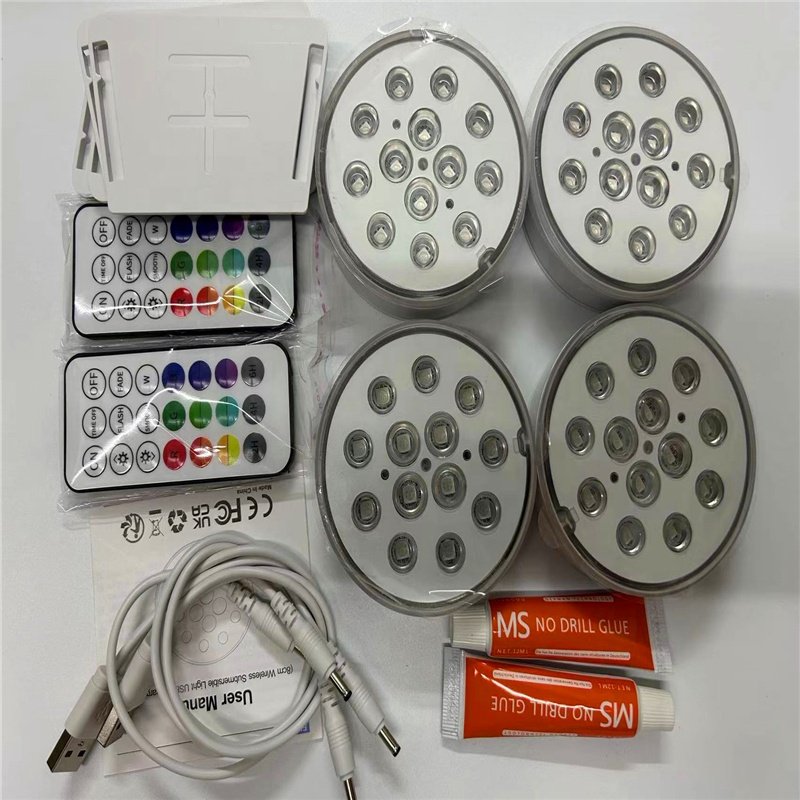Good price 16colors rgb led usb rechargeable pool lights underwater swimming ip68 submersible light with RF remote for bathtub