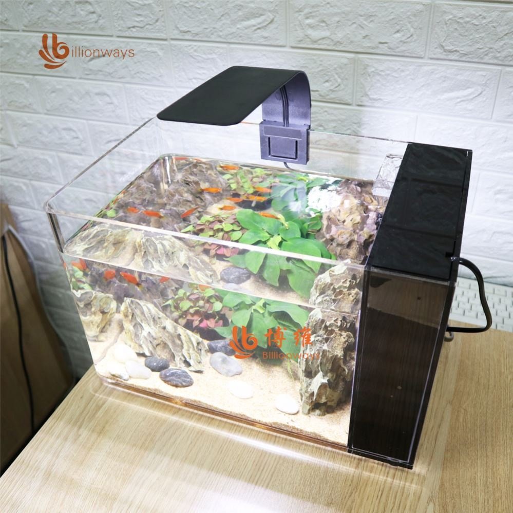 2024 Hot sales Customized Size Aquarium Fish Tank Acrylic With Water Pump Filtering system and LED Lighting system