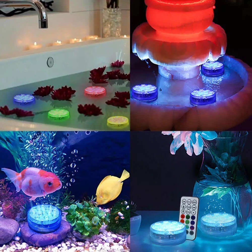 70mm Underwater IP68 Waterproof Submersible Light 16 colors RGB 10 LED Swimming Pool Light Aquarium Led Puck For Swimming Pool