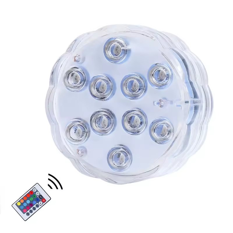 70mm Underwater IP68 Waterproof Submersible Light 16 colors RGB 10 LED Swimming Pool Light Aquarium Led Puck For Swimming Pool