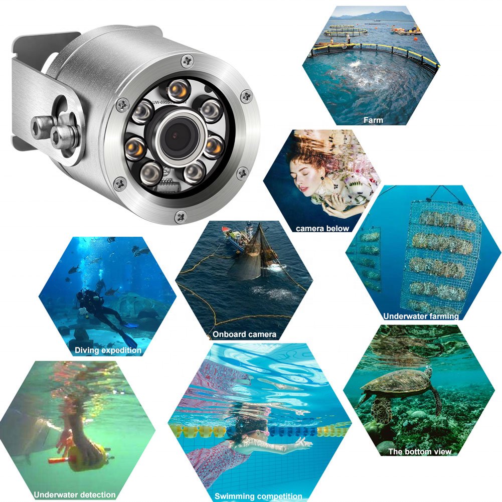 Hd 5MP underwater waterproof cameras downhole inspection aquaculture pipe aquarium camera with H.265 underwater CCTV camera