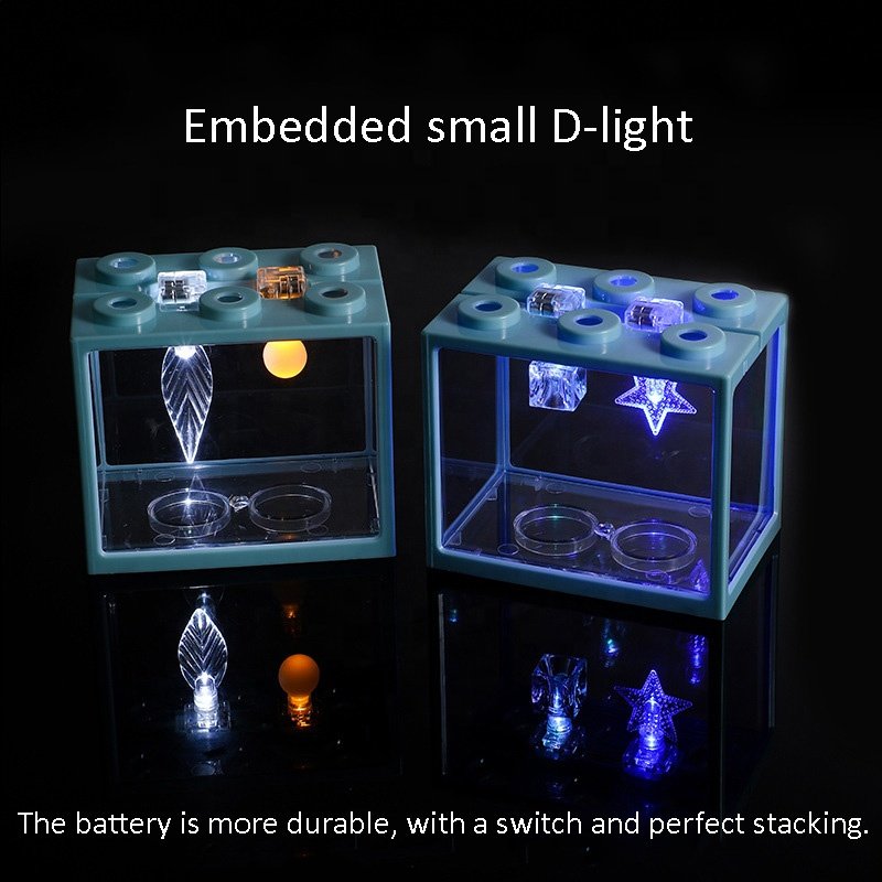 Small Desktop Fish Tank Block Arrangement 6-Hole Transparent Aquarium Accessories Tank