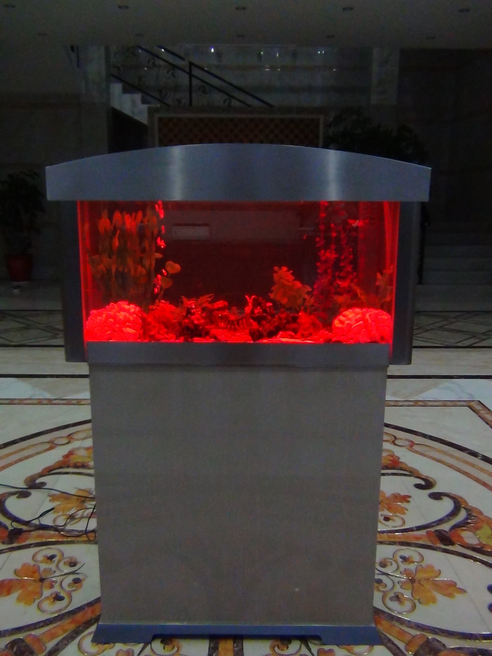 Free standing glass fish tank water feature , luxurious hotel and hall decoration aquarium accessories big size fish tank