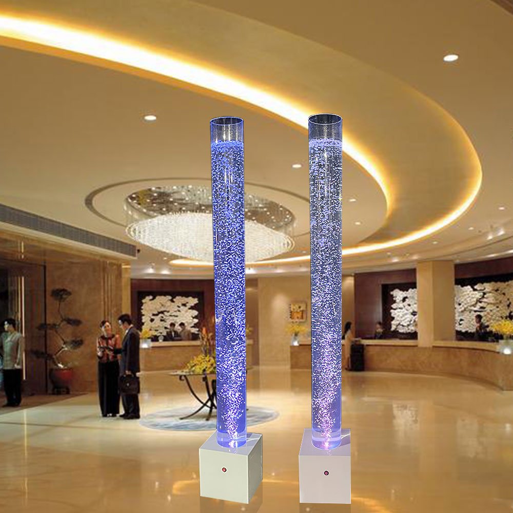 Home festival decoration led color changing aquariums water bubble acrylic columns cylinder